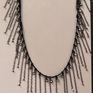 Leather necklace with beading and bead/chain accents